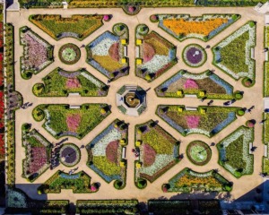 Vista aérea do Jardim de Stª Bárbara na cidade de Braga.