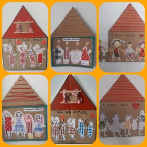 Casas realizadas com recurso a cartão, lãs e restos de tecidos, ou roupas já muito usadas (para se puder usar para novas criações), de forma a criar uma ora de arte com grande valor sentimental.