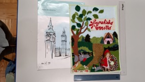 O trabalho final junto ao bloco de papel A3 e réguas