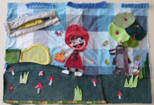 Visão global do trabalho:
O Capuchinho Vermelho em Tecido 
Capuchinho Vermelho em versão têxtil: arte, cor e interpretação!